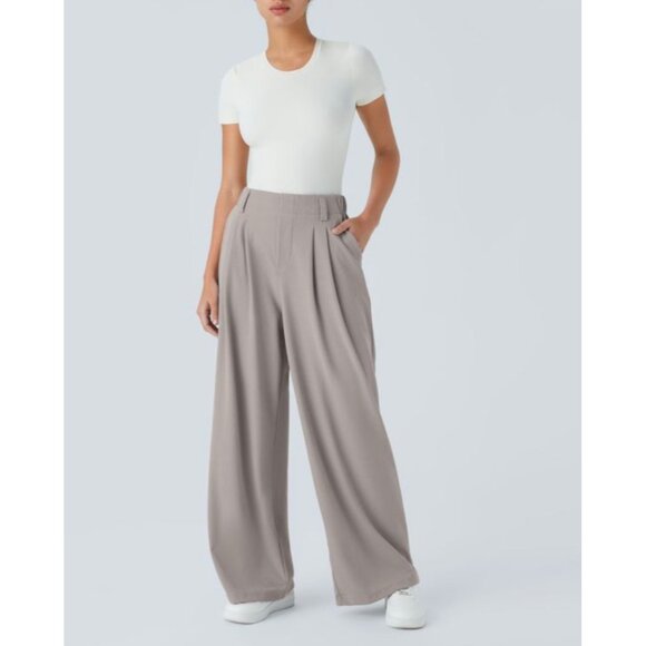 Halara High Waisted Plicated Side Pocket Wide Leg Waffle Pants Sz Small Womens G - Picture 5 of 10